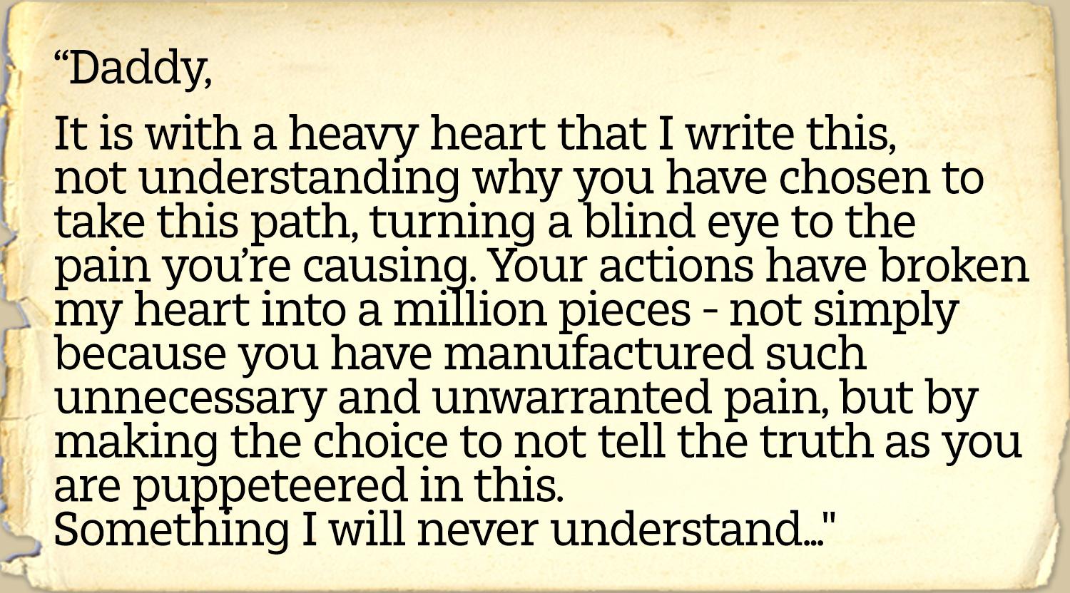 The Duchess of Sussex poured out her heart to her father in a letter she wrote in August 2018 - which he leaked to the Mail on Sunday