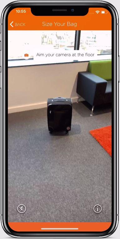  The app can check the dimensions of the suitcase