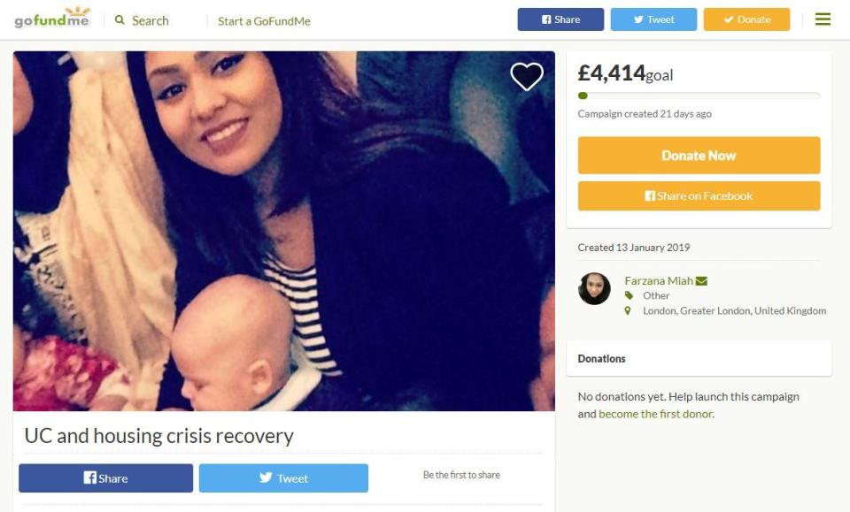  Farzana has set up a Gofundme page asking strangers to help her cover the bills