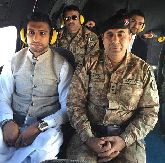 The boxer also included this photo of himself with Pakistani armed forces