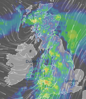  Rainfall  expected overnight on Monday