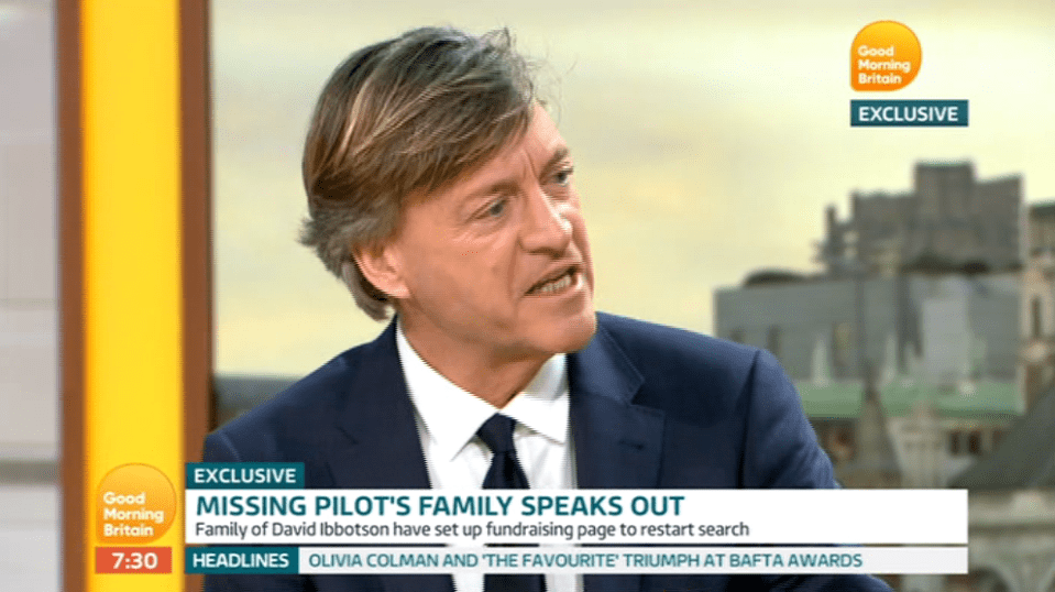  Richard Madeley was criticised for his clunky interview questions surrounding Emiliano Sala's plane pilot