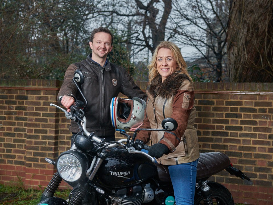  Two wheels good: Sarah Beeny with RideTo founder James Beddows