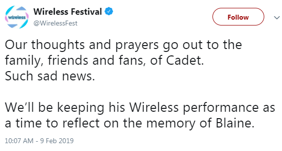 Wireless will keep Cadet's slot on its schedule as a time to reflect on his memory