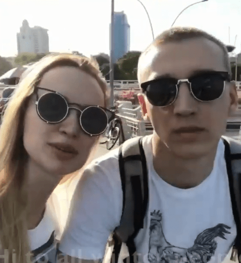 Russian ex-model Ekaterina Polyakova and her husband Alexander Polyakov filmed themselves just before getting on the flight