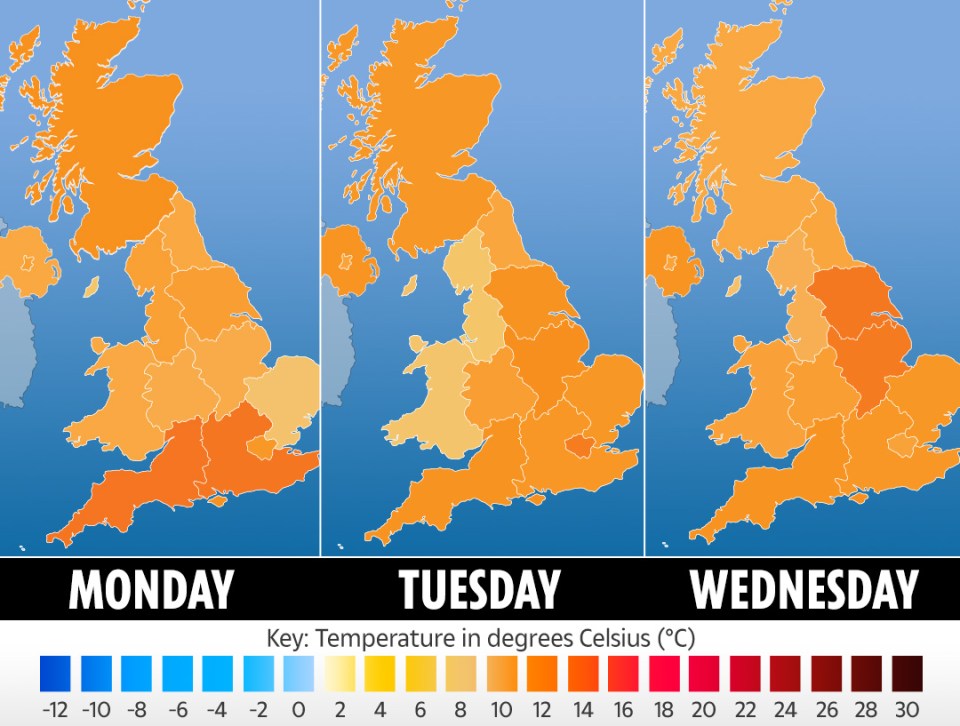  The whole of the UK will see warmer weather next week