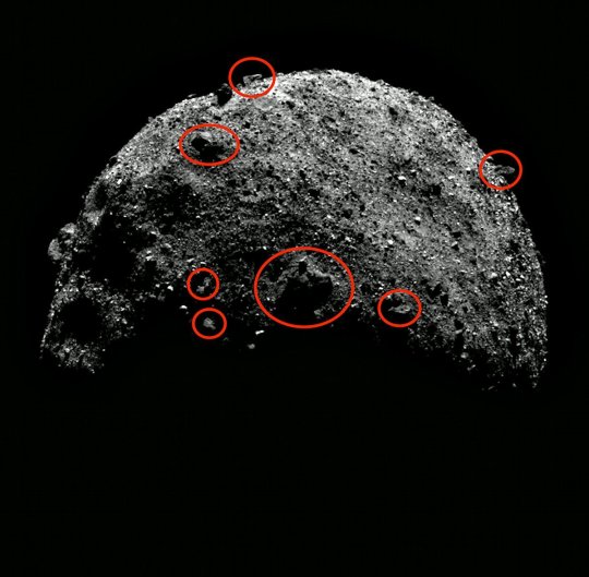  One nutty conspiracy theorist claims this image of Bennu features evidence of "alien tech" (circled in red)