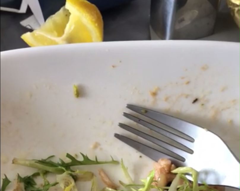 A passenger flying first class spotted what appeared to be a maggot in his in-flight meal