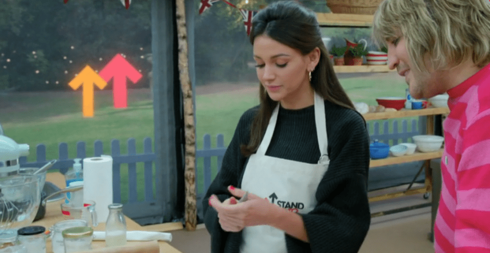  Michelle Keegan had Celebrity Bake Off viewers in stitches last night as she got her hands dirty greasing a 'really hard' horn