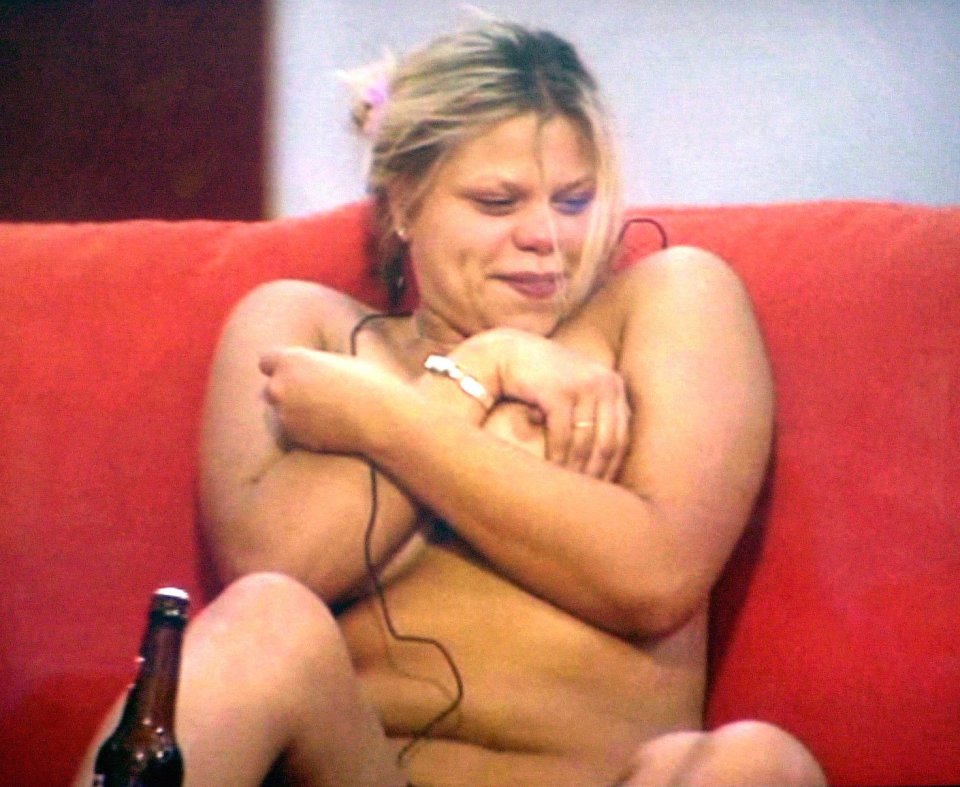  Jade tried to cover her modesty whilst stripping in a Big Brother drinking game in 2002