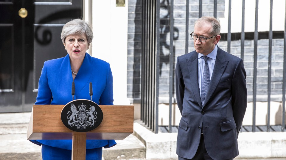 Theresa May, pictured with husband Philip, faced calls to quit after her General Election disaster in 2017