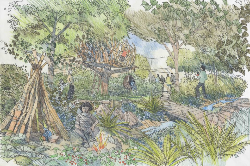  Kate Middleton has co-designed a family-friendly classic garden at the flower show, where children can toast marshmallows over an open fire