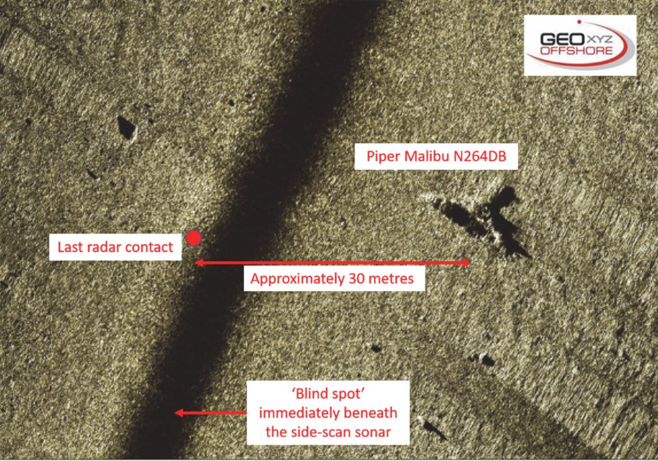 ROV video footage of the location of the doomed Piper Malibu N264DB plane