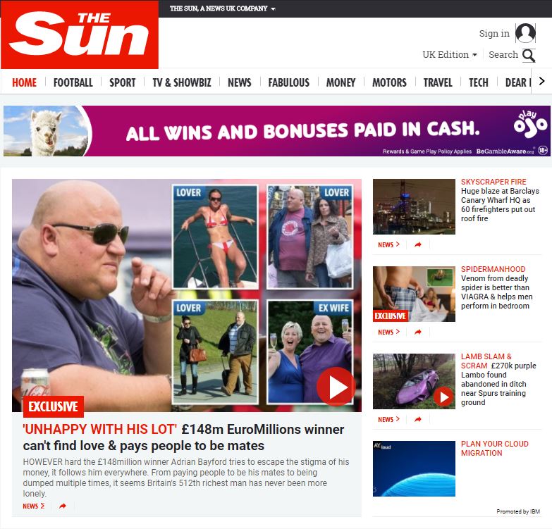  The Sun Online has been nominated at the British Press Awards alongside both the daily paper and The Sun on Sunday