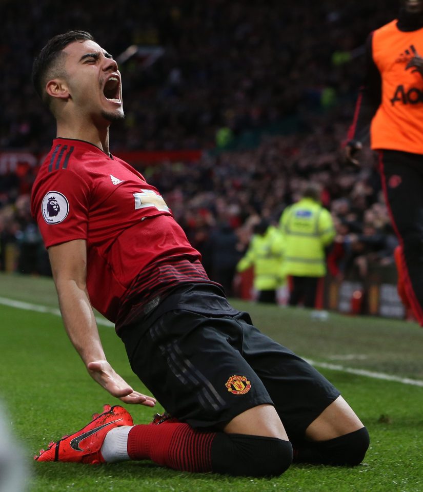 Andreas Pereira celebrated his equaliser at Old Trafford