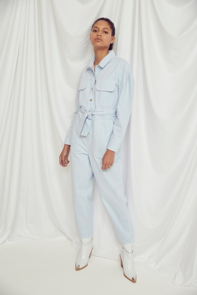  If you find pastels too girly, opt for this season’s key item – the boiler suit in a pale shade