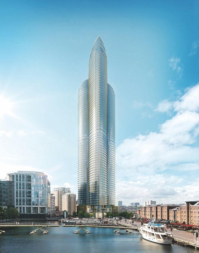  The Spire, also known as the Flower Tower, is set to be erected in Canary Wharf by 2020