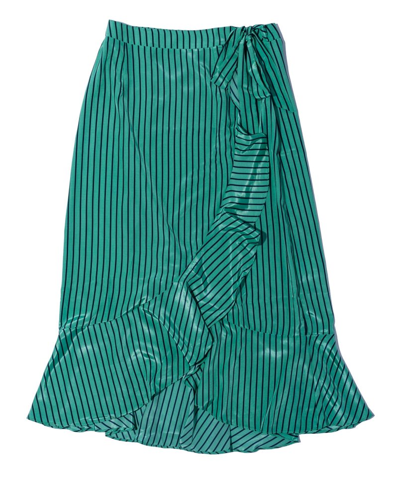 Step into spring with this striped wrap-around skirt