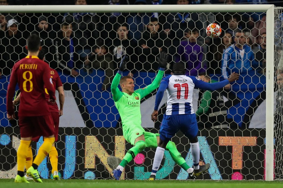  Marega's close-range finish put Porto level on aggregate