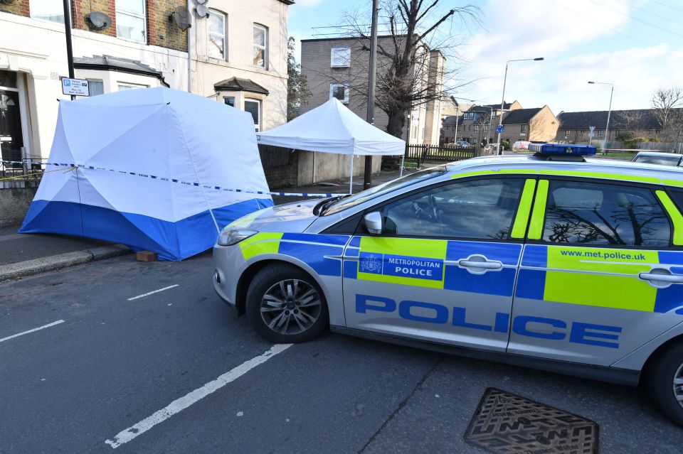  Police at the scene in Leyton, East London, this morning