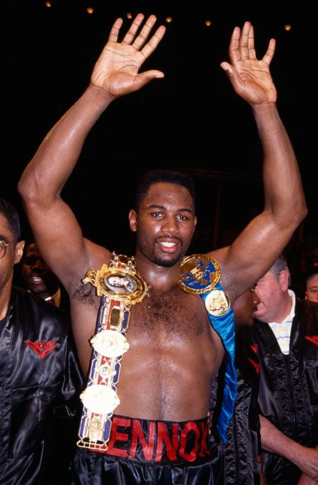  Lennox Lewis after defeating Derek Williams to win the British, European, and Commonwealth titles