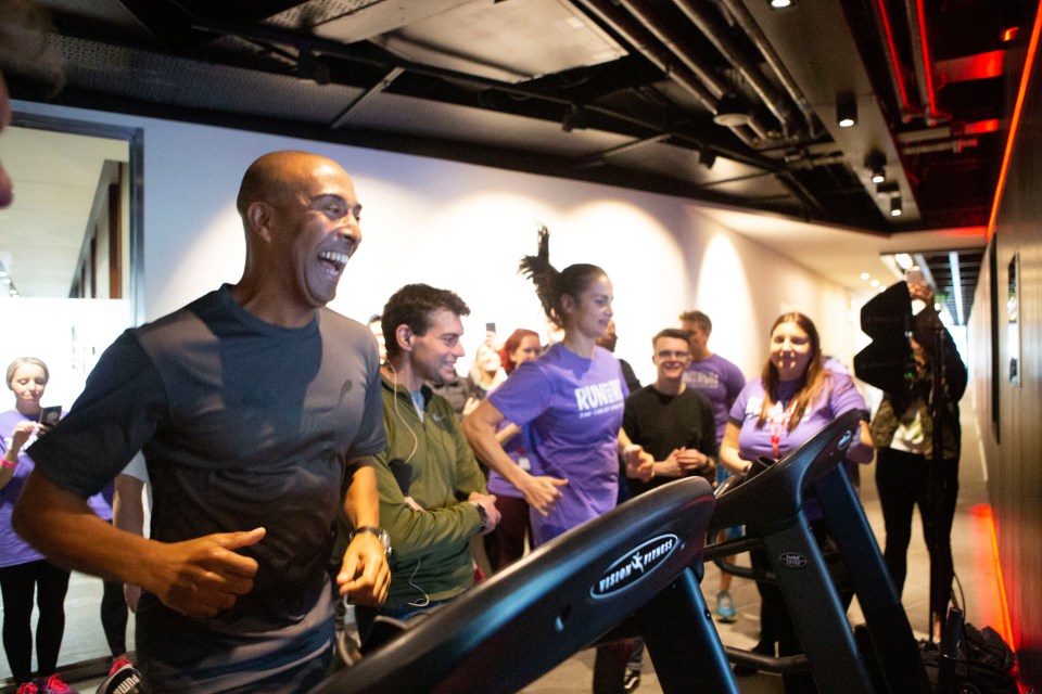  Colin Jackson at Virgin Radio on the treadmill