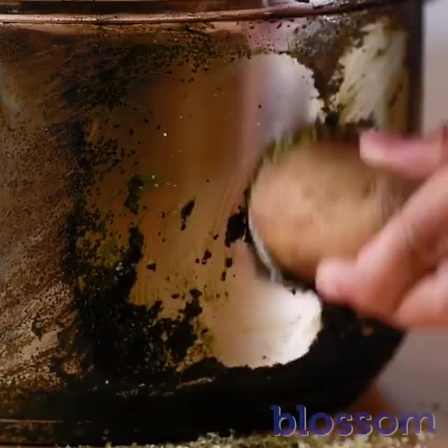  Using salt on a potato can help shift burnt-on stains