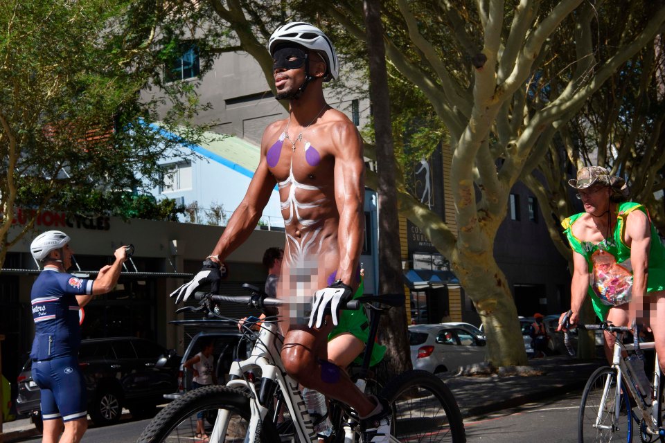 Cyclists stripped down to their helmets to raise awareness of cyclists on the road