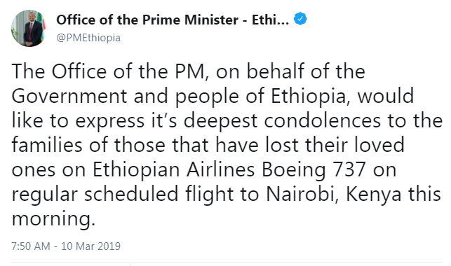 The Prime Minister’s office confirmed the fatal crash of the passenger flight