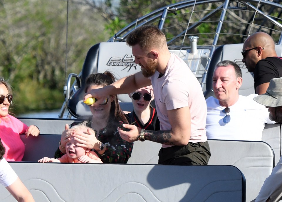  The UFC star was also accompanied with his dad Tony on the airboat ride