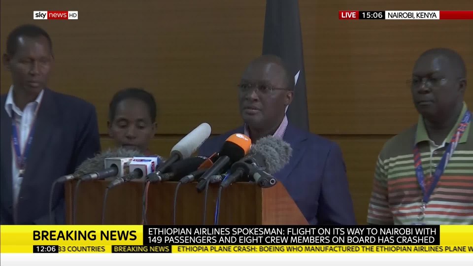 Kenyan Transport Secretary James Macharia confirming the nationalities of those onboard