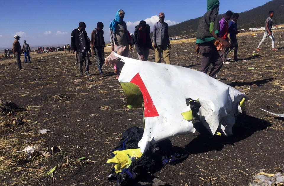 Debris from the wreckage has been scattered across the crash site after the plane came down six minutes after takeoff