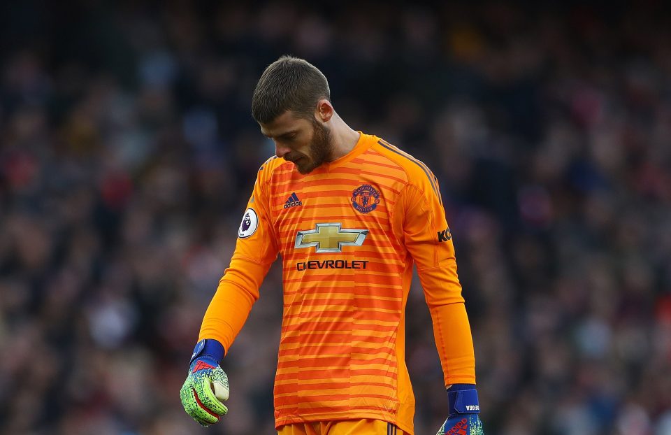  David de Gea cuts a folorn figure at half-time after failing to keep out a Granit Xhaka shot