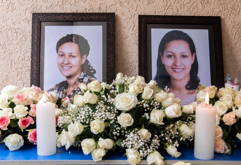 Tributes at the home of Sara Gebremichael, senior hostess on the flight