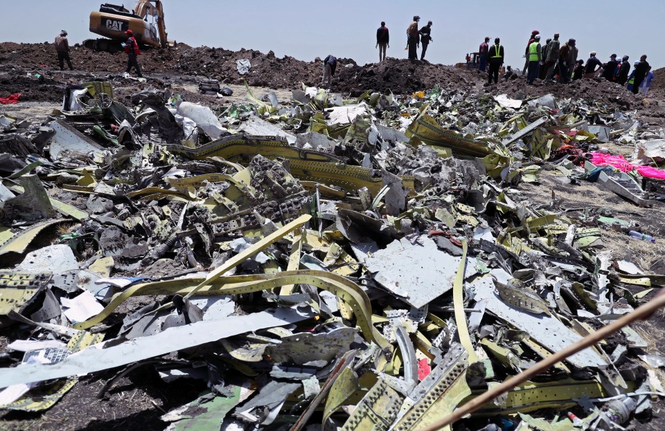 Workers also gathered heaps of wreckage found strewn over a wide area