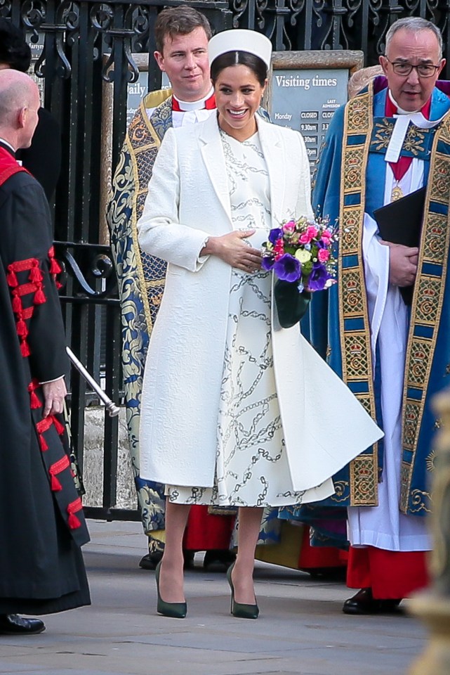  Meghan Markle buys her tights from M&S, like this pair for a Commonwealth Day event at Westminster Abbey on Monday