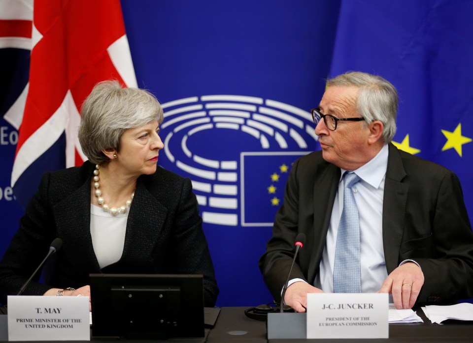  Mrs May and Mr Juncker sat down after their meeting for a 10.40pm press conference where they revealed they had come to an agreement on the Irish backstop