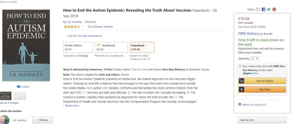 There are also a tonne of anti-vaxxer propagnada books on Amazon