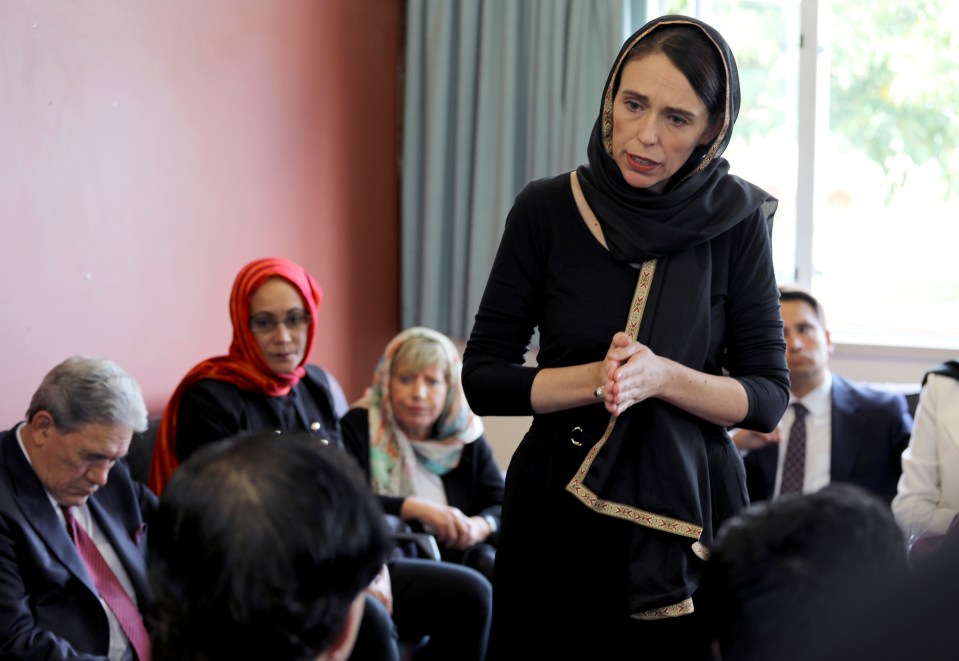 New Zealand PM Jacinda Ardern dressed in black and covered her head as she visited a refugee centre after the attack