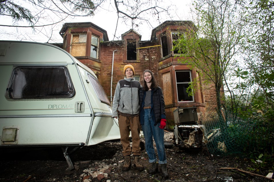  Cal Hunter and Claire Segeren are living in a caravan on the grounds