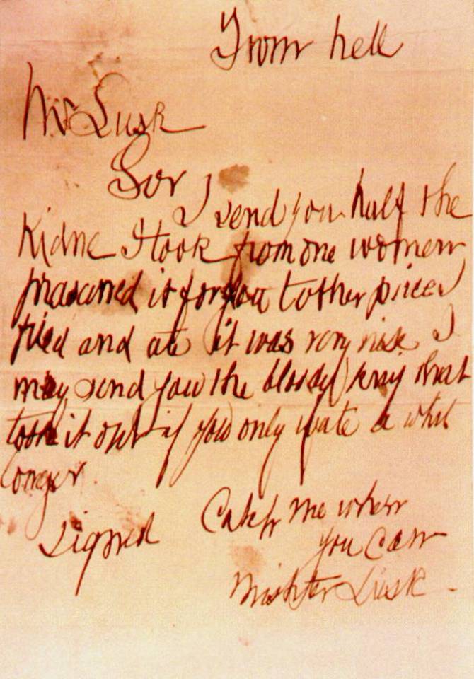  The sickening 'From Hell' letter sent after the slaughter of Catherine Eddowes