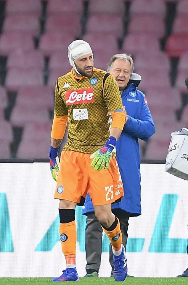  Ospina had suffered a head injury earlier during Napoli's clash against Udinese