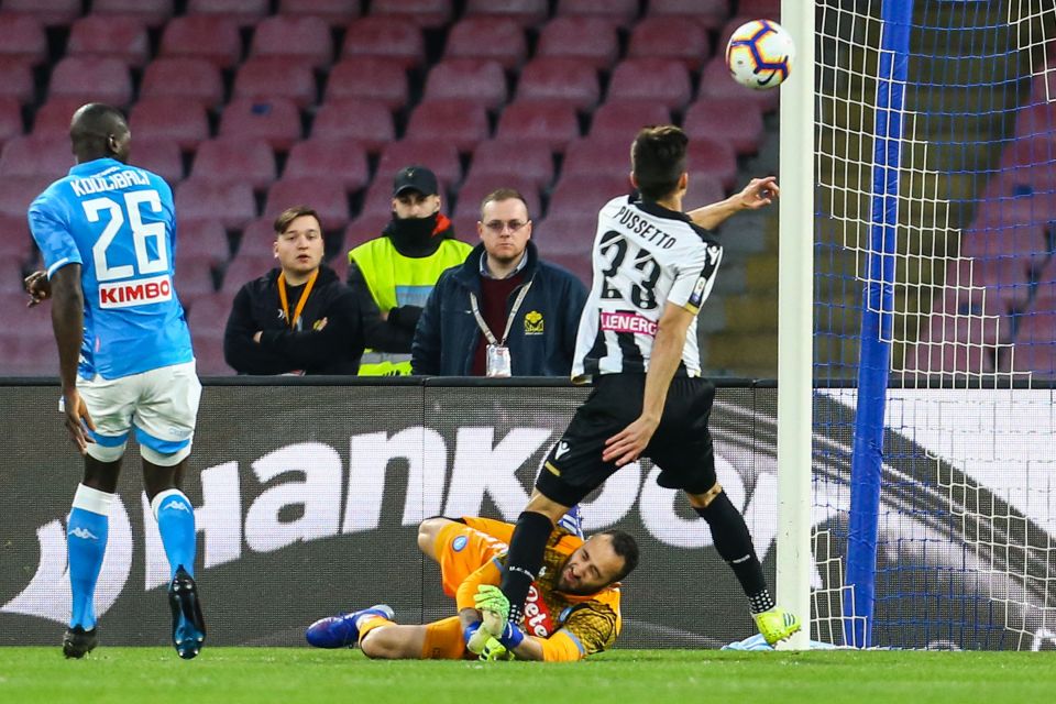  Ospina had suffered a head injury earlier during the game after colliding with Udinese forward Ignacio Pussetto