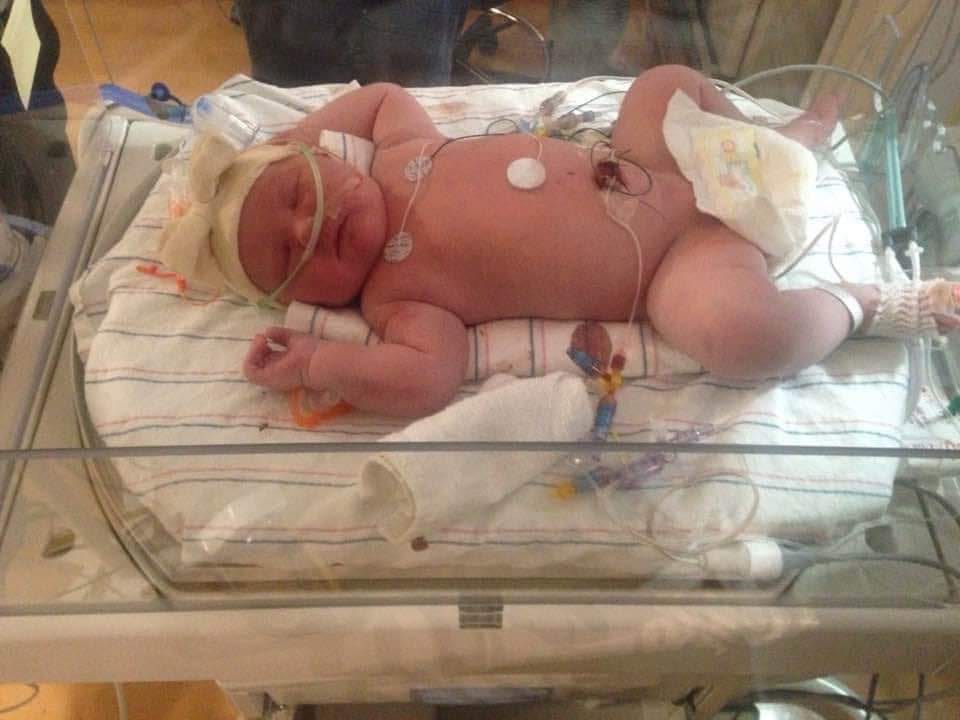  Baby Harper weighed in at a whopping 15lb - making her potentially the biggest baby born in the state