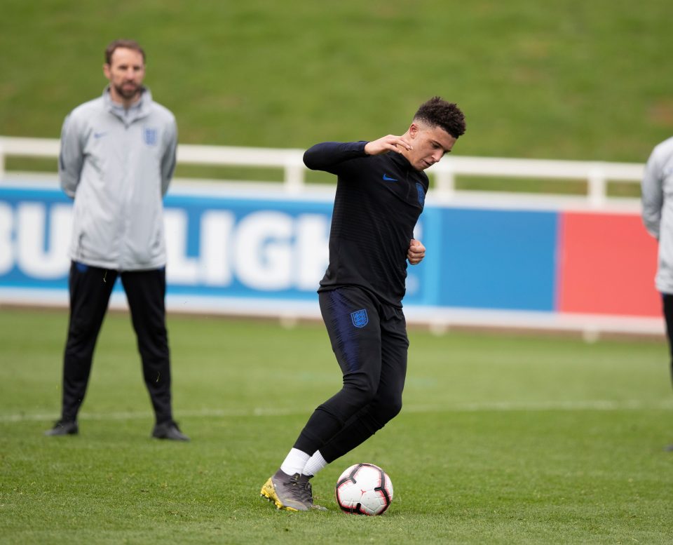  Jadon Sancho showed off his skills during the Three Lions training session