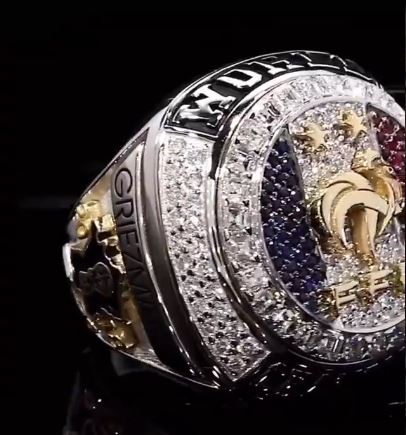 The incredible rings were presented to the France squad by Pogba