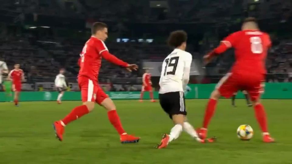  Manchester City star Leroy Sane was on the receiving end of a horrendous tackle