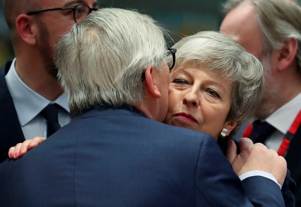 Theresa May with Juncker in Brussels before Brexit stitch-up last Thursday