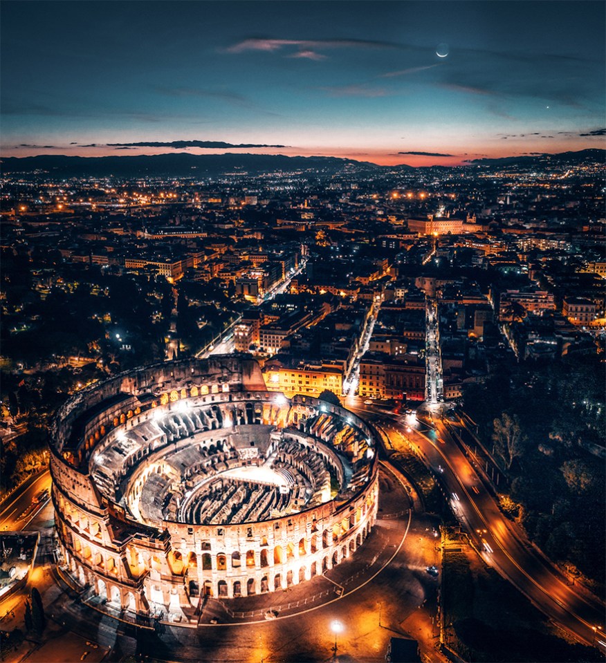 The People’s choice prize was snapped by Mauro Pagliai, who said it showed the ‘Coliseum, the moon, Sirio and Rome