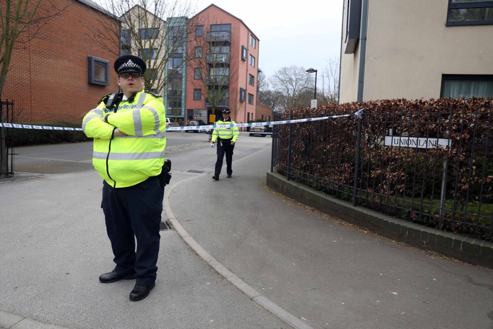 Officers guard the cordon set up after the teen was pronounced dead at the scene